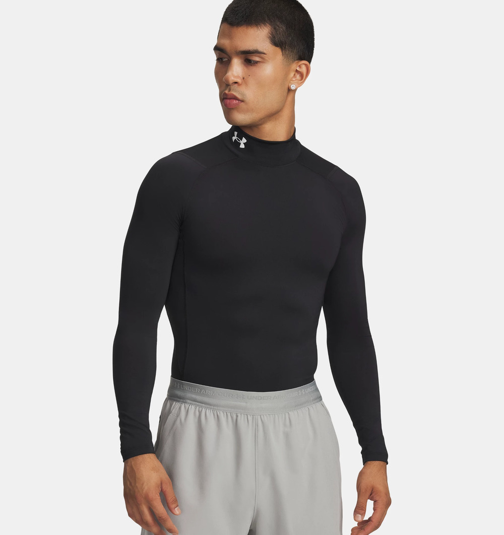 NWT Under Armour HeatGear Men's Compression Mock Long Sleeve in Black size 2XL